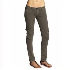 Hudson Green Brown Military Flap Pocket Cargo Skinny Pants Jeans womens size 29